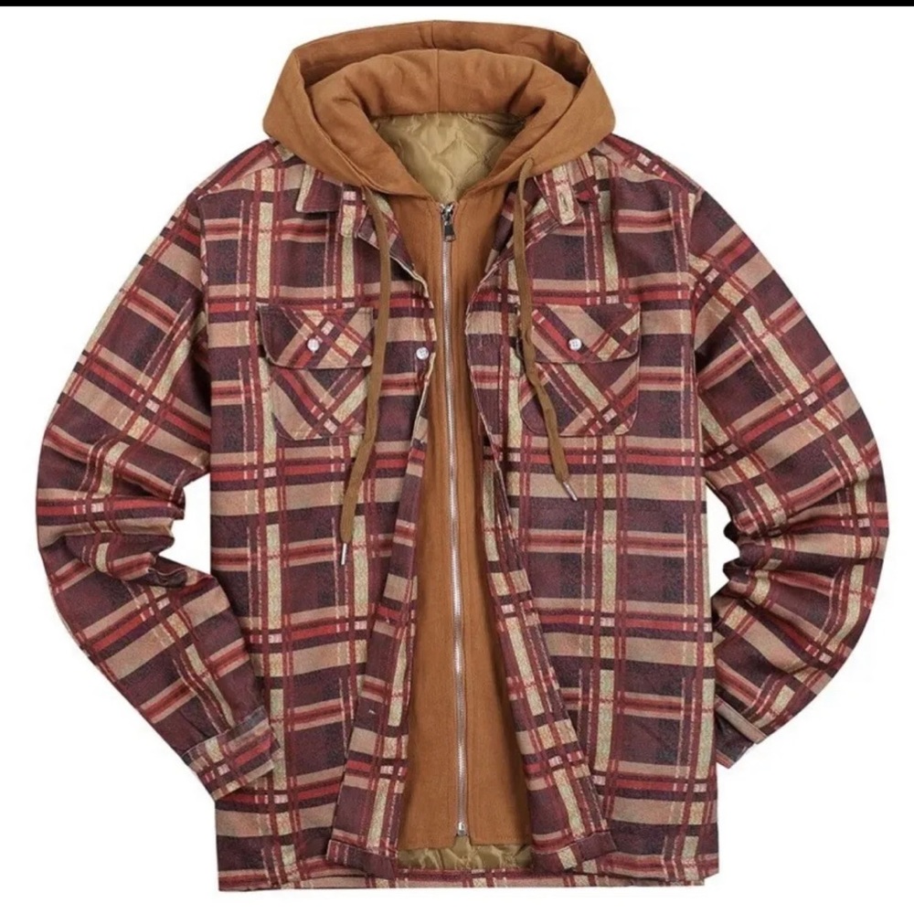 Men Long Sleeve  Hooded & Padded Warm Winter Jacket / Brown / XLarge